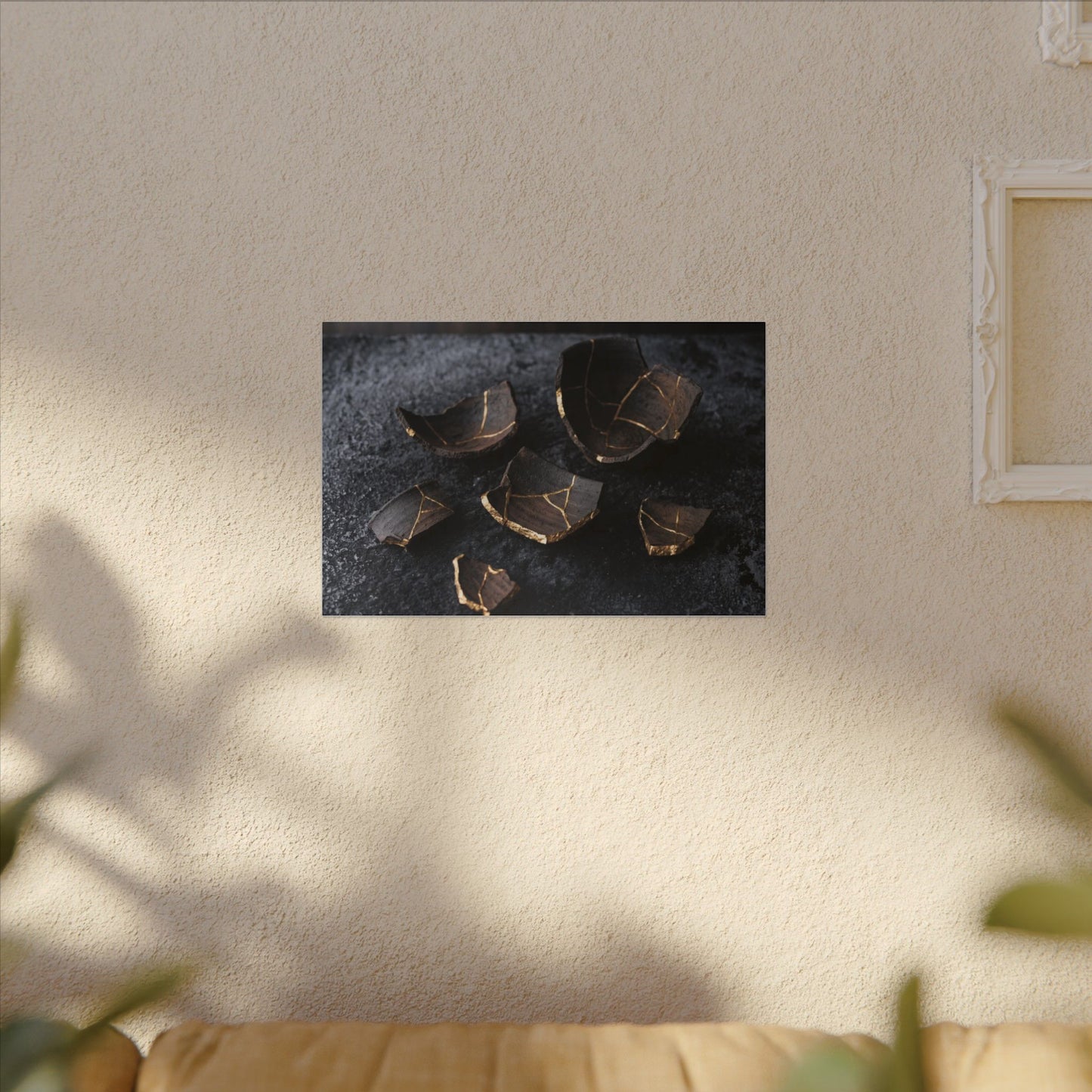 Winter Broken Pottery Shadow Zen Canvas Art | Bold Decor
