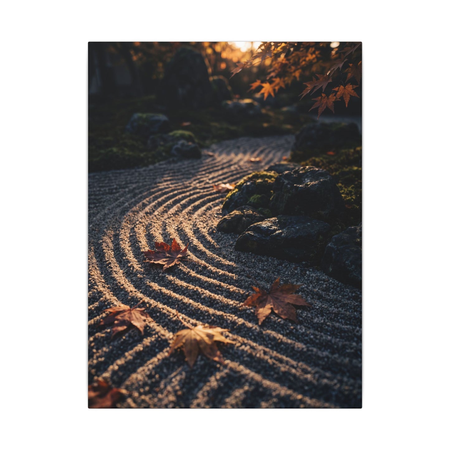 Rock Garden Moody Minimal Canvas Art | Bold Dark Japandi Art