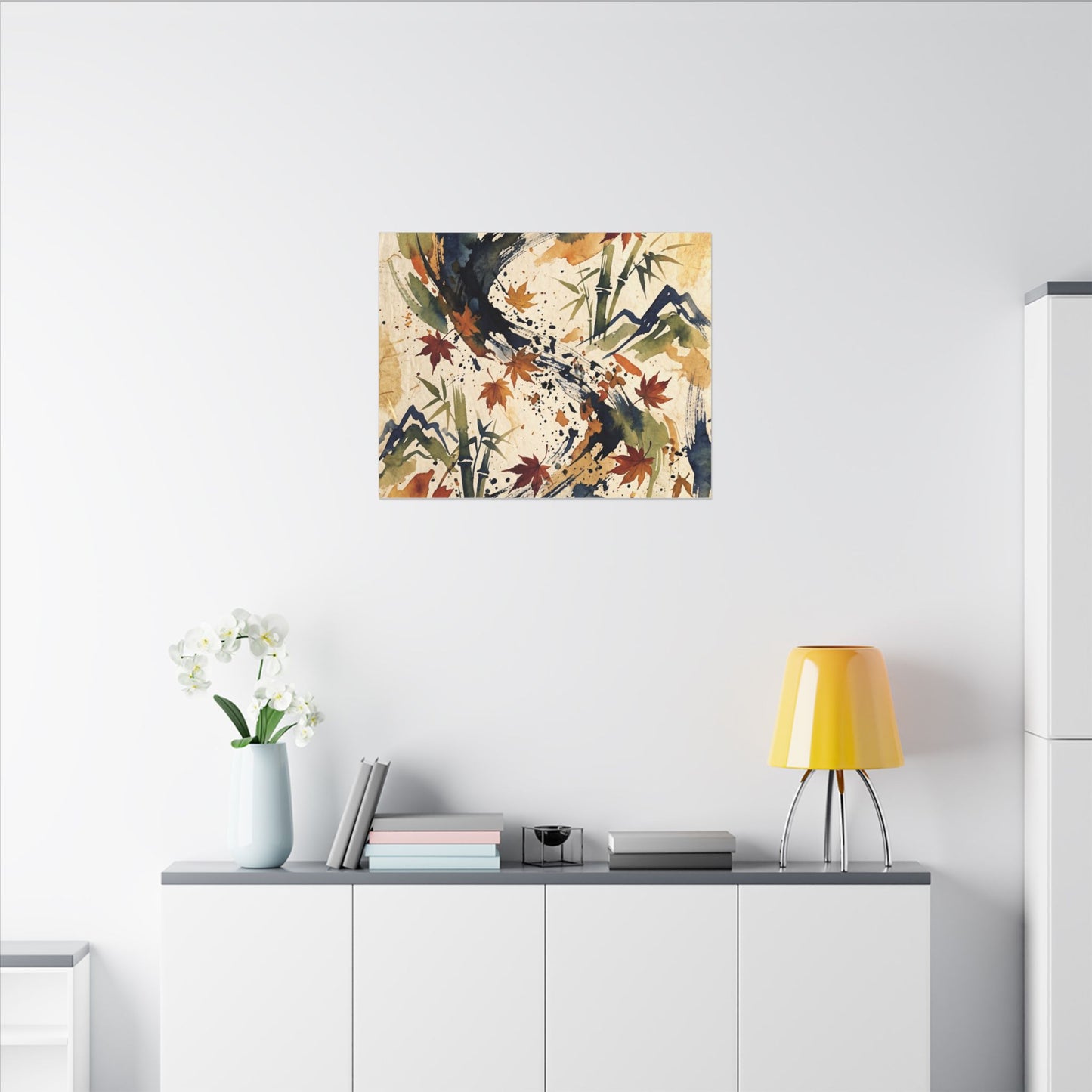 Golden Hour Ink Brushstroke Canvas Art - Zen Shibui