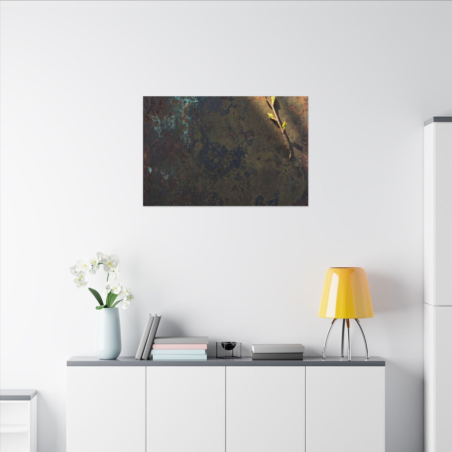 Golden Hour Rust Patina Canvas Art - Dark Japandi Ma