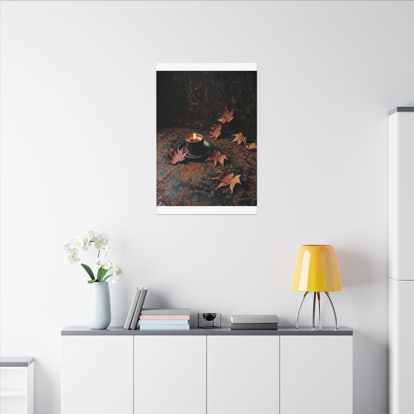 Dark Japandi Rust Patina in Candlelight | Shadow Zen Canvas Art