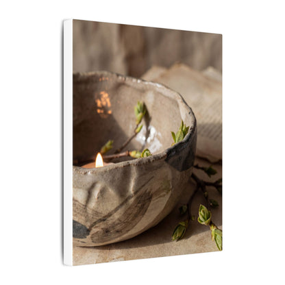 Candlelight Ceramic Bowl Canvas Art - Japandi Ma