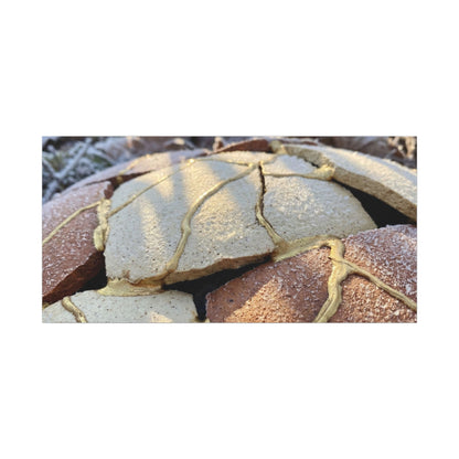 Broken Pottery Crackle Gold Canvas Art | Healing Kintsugi Art