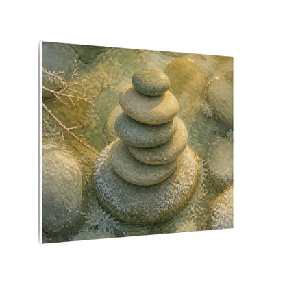 River Stones Watercolor Canvas Art | Elegant Japandi Art