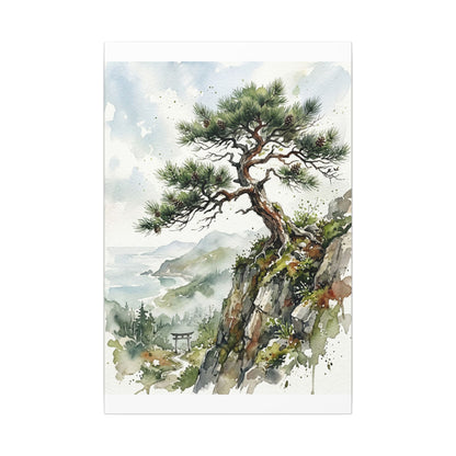 Pine Tree Spring Canvas Art | Japandi Neutral Design