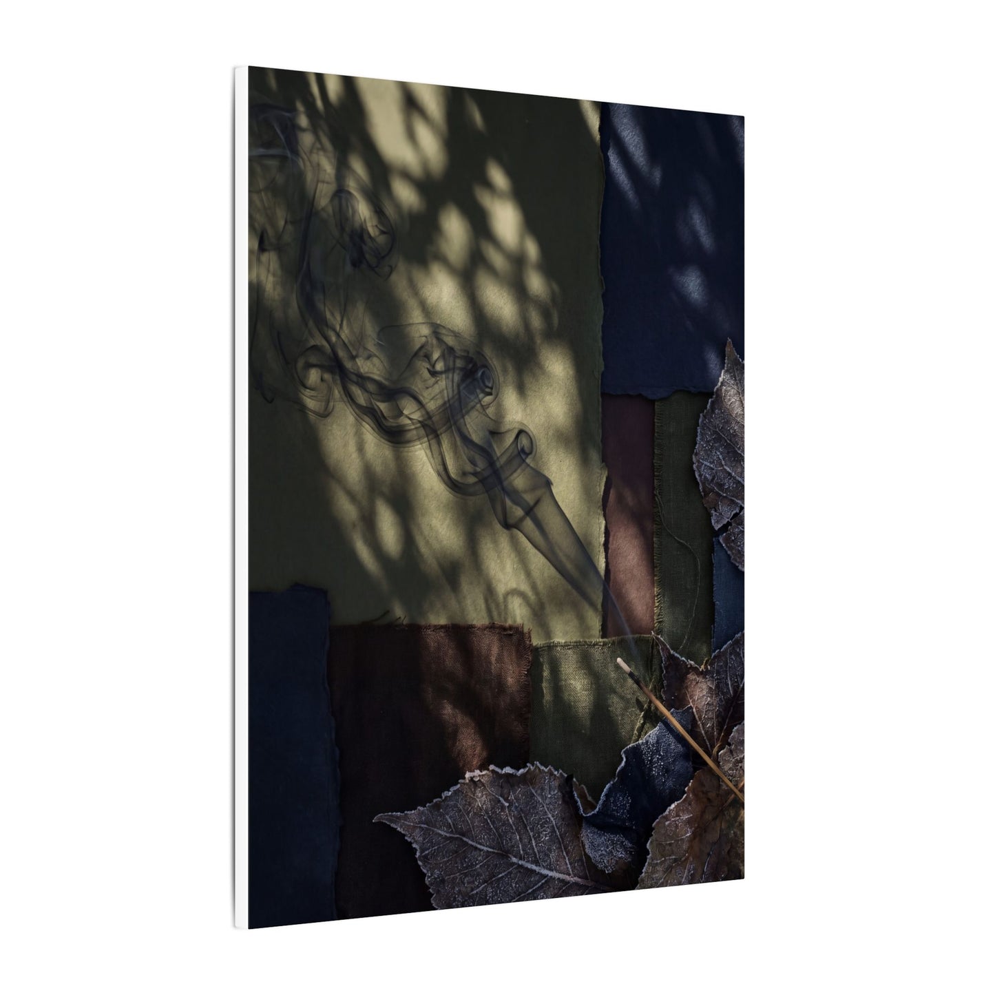 Ma Incense Smoke Canvas Art - Dark Japandi Dark Texture