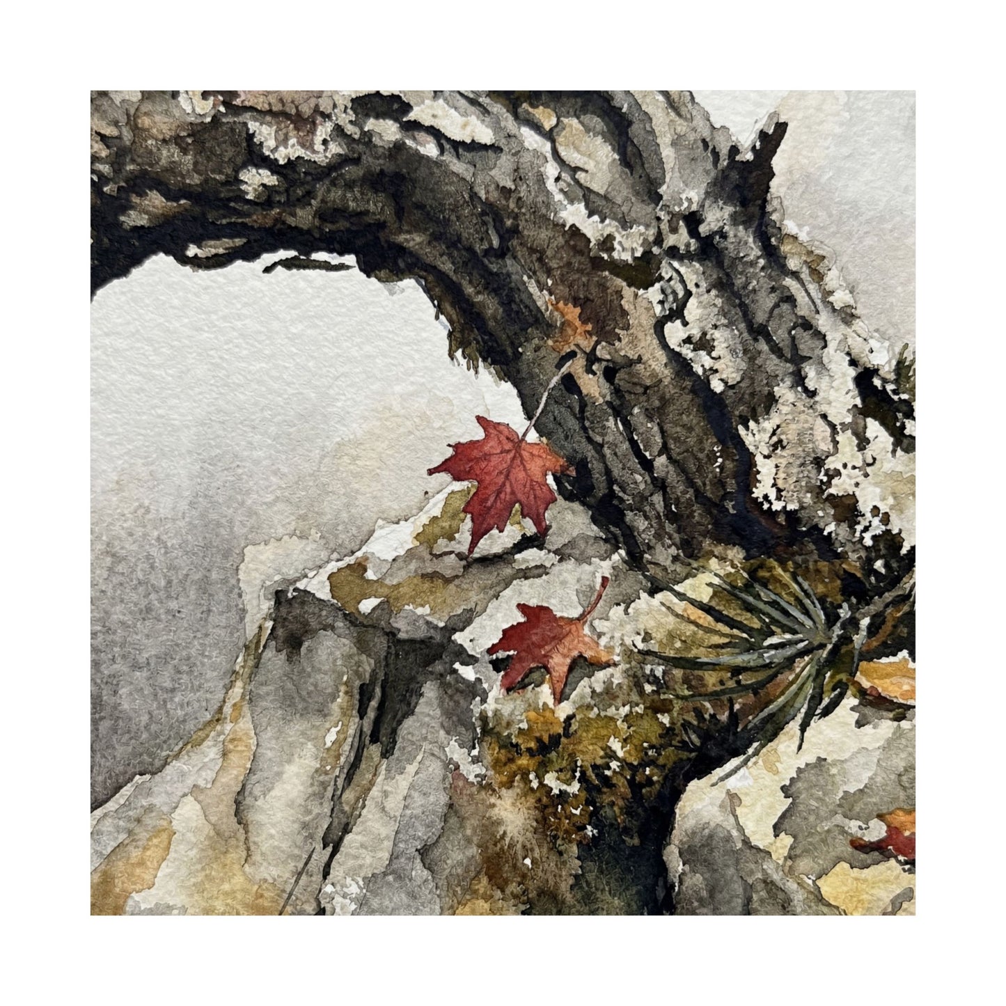 Autumn Pine Tree Watercolor Wall Art Print | Elegant Decor