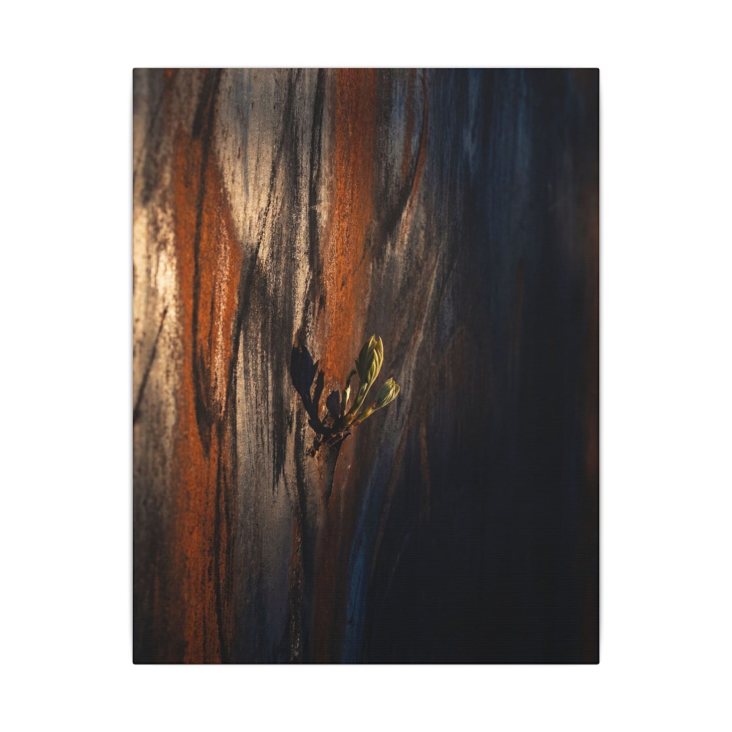 Rust Patina Charcoal Ink Canvas Art | Moody Dark Japandi Art