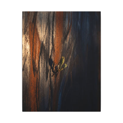 Rust Patina Charcoal Ink Canvas Art | Moody Dark Japandi Art