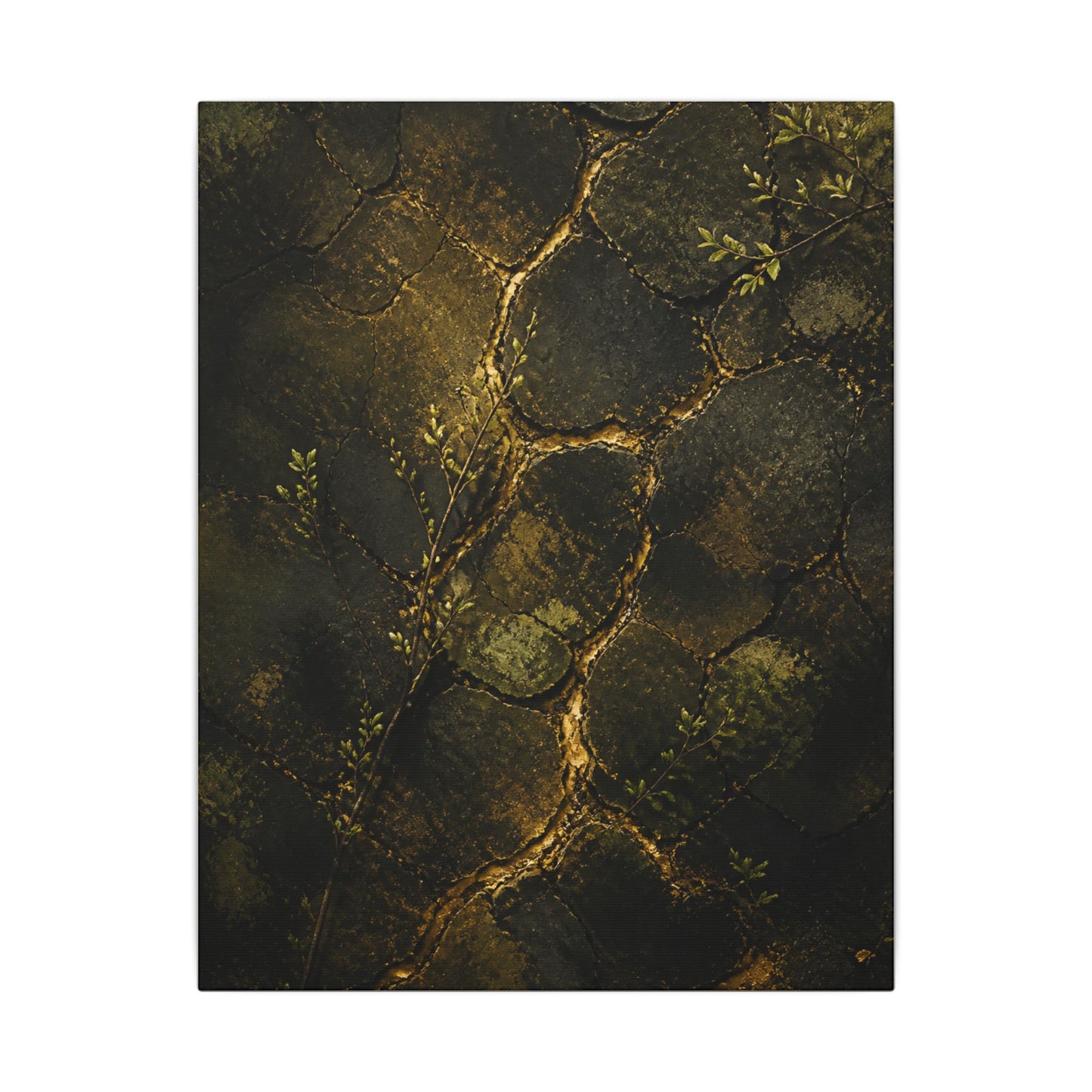 Shibui Cracked Earth Canvas Art - Dark Japandi Dark Texture