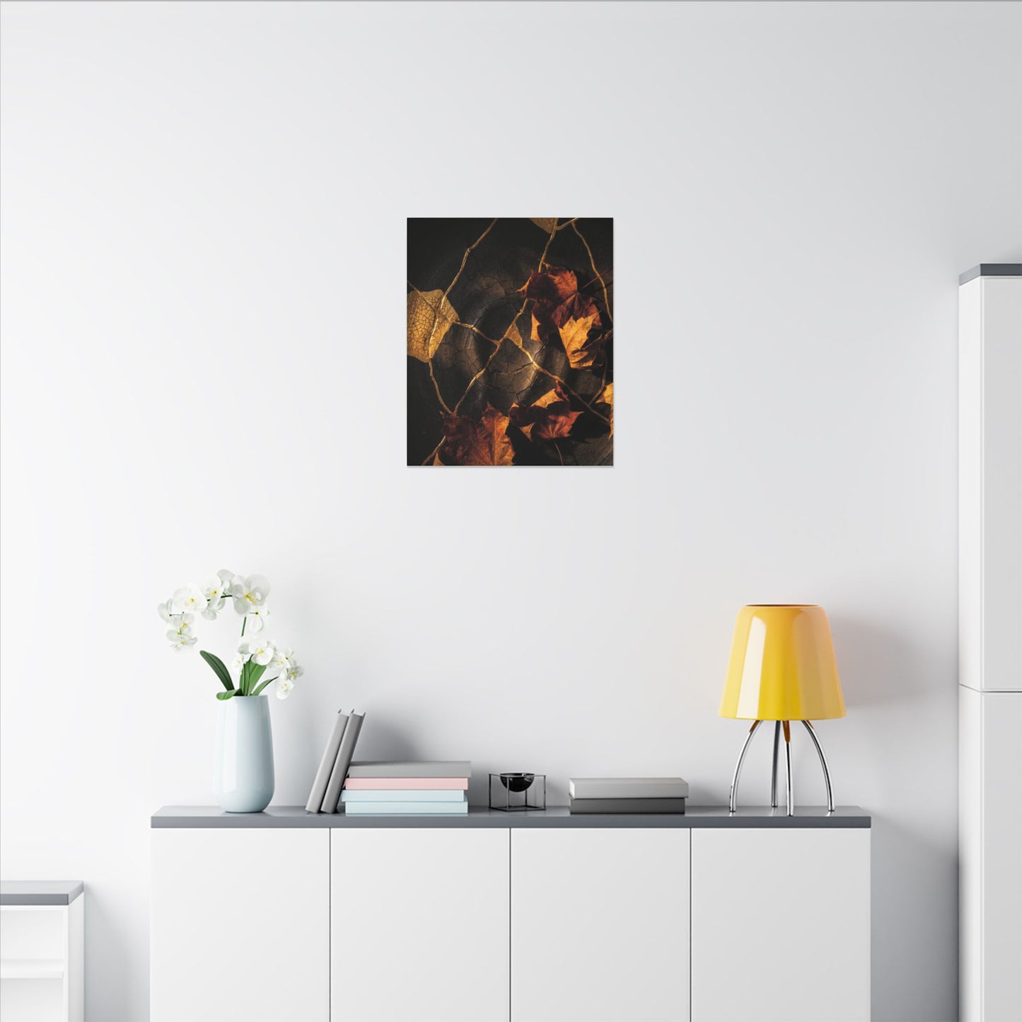 Resilient Shadow Play Canvas Art - Crackle Gold Kintsugi