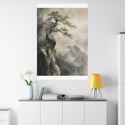 Spring Pine Tree Watercolor Canvas Art | Warm Decor