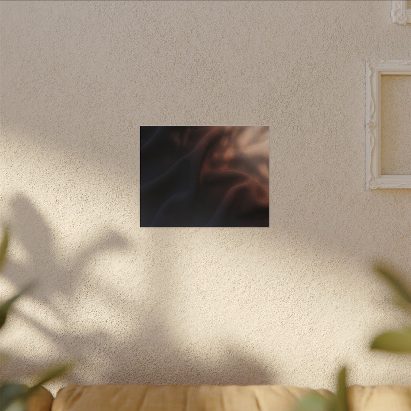 Dark Japandi Silk Drape in Dawn | Shadow Zen Canvas Art