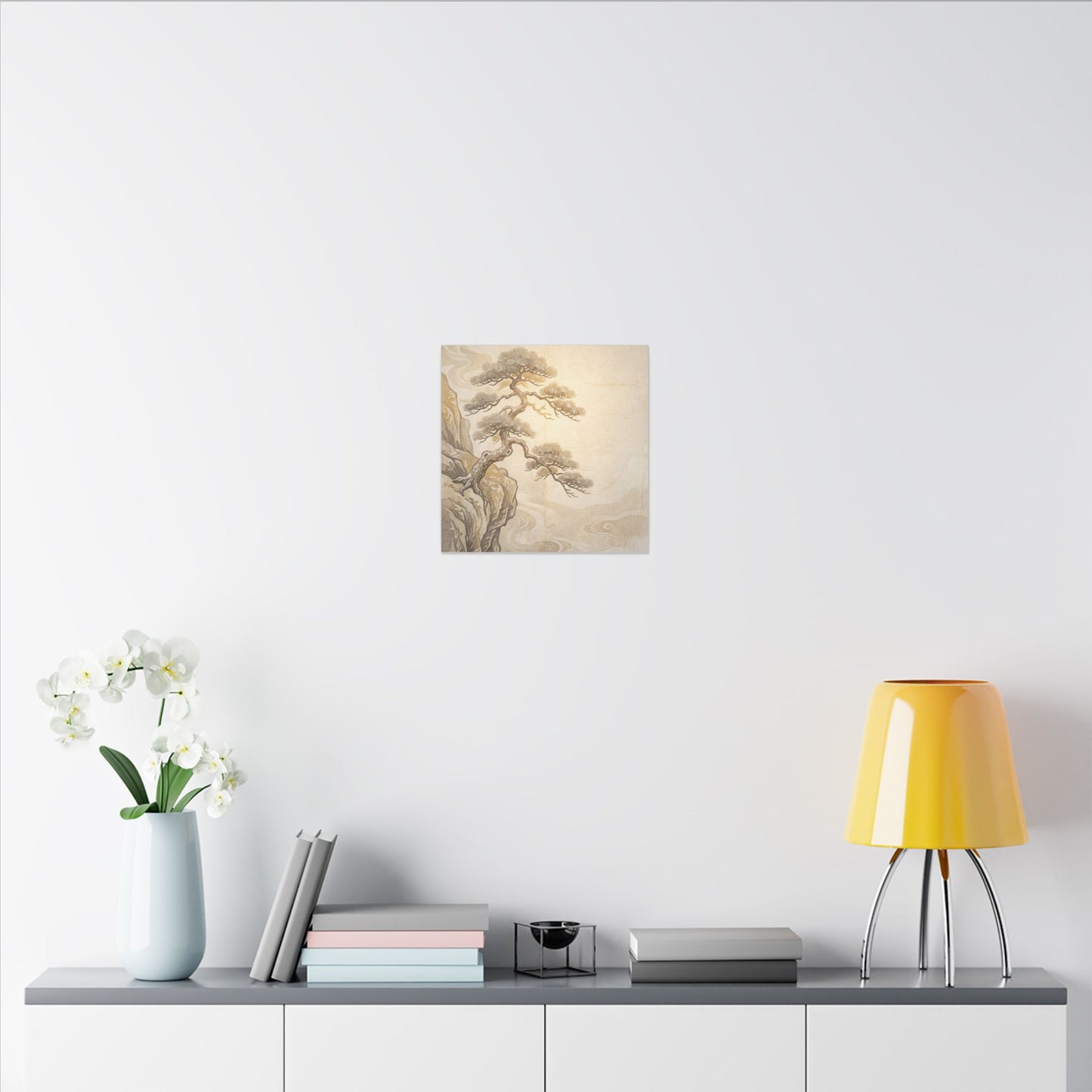 Winter Pine Tree Japanese Pattern Canvas Art | Elegant Decor