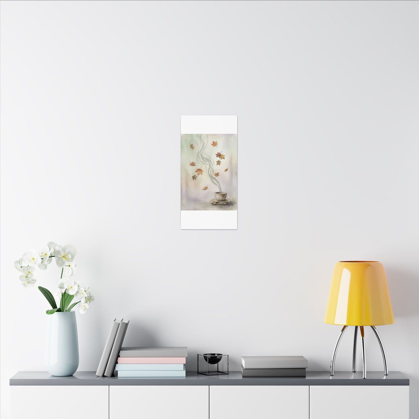 Incense Smoke Canvas Art | Autumn Japandi Watercolor Art