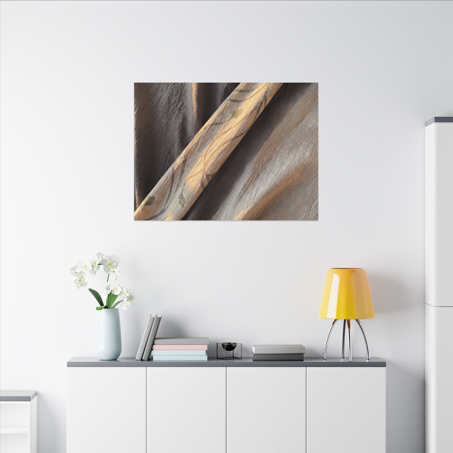 Warm Silk Drape Canvas Art - Japanese Pattern Japandi