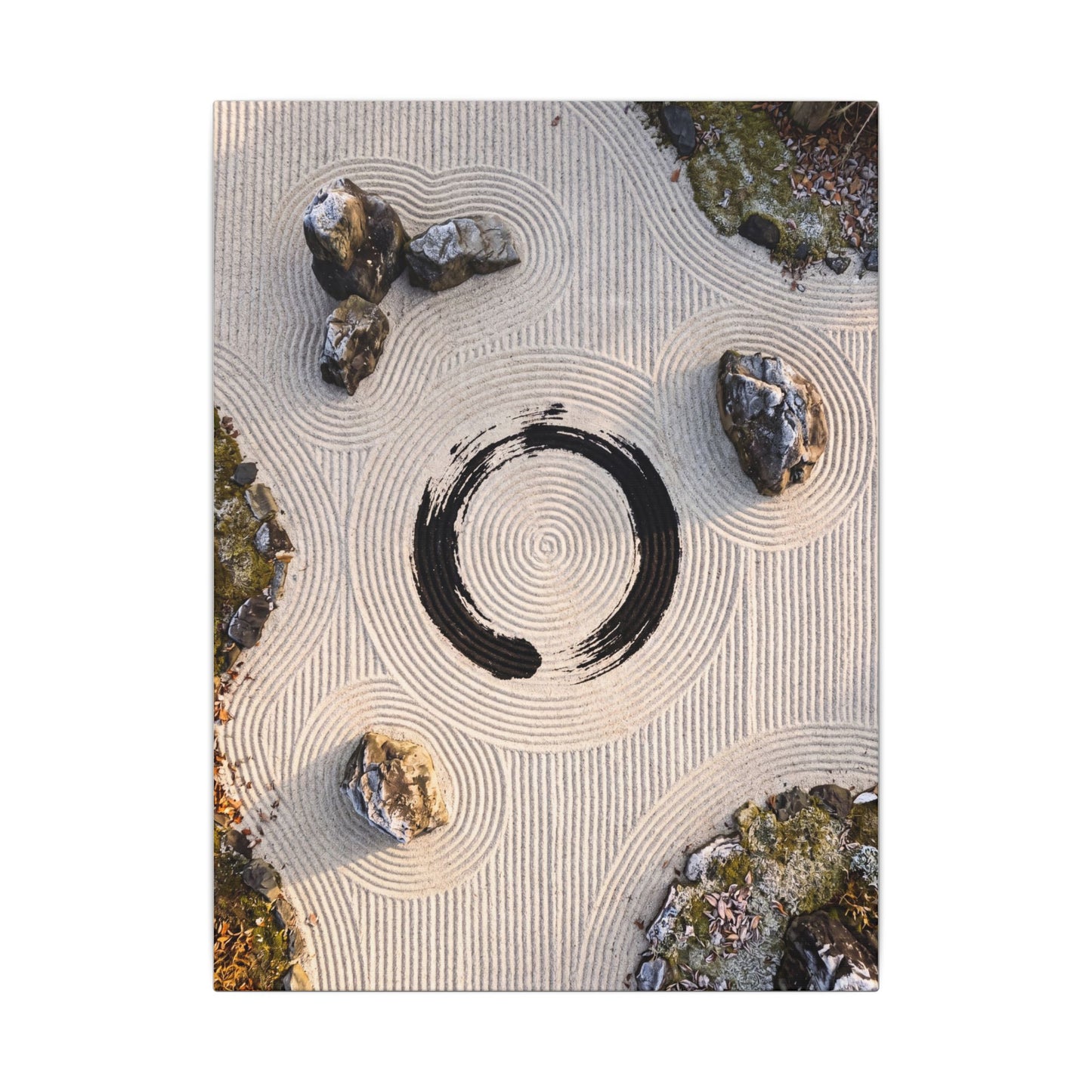 Rock Garden Canvas Art | Winter Zen Enso Art