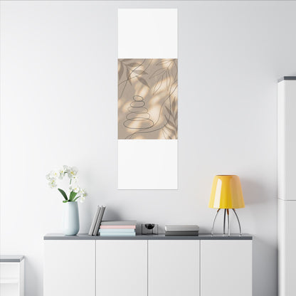 River Stones Minimal Line Canvas Art | Earthy Japandi Art