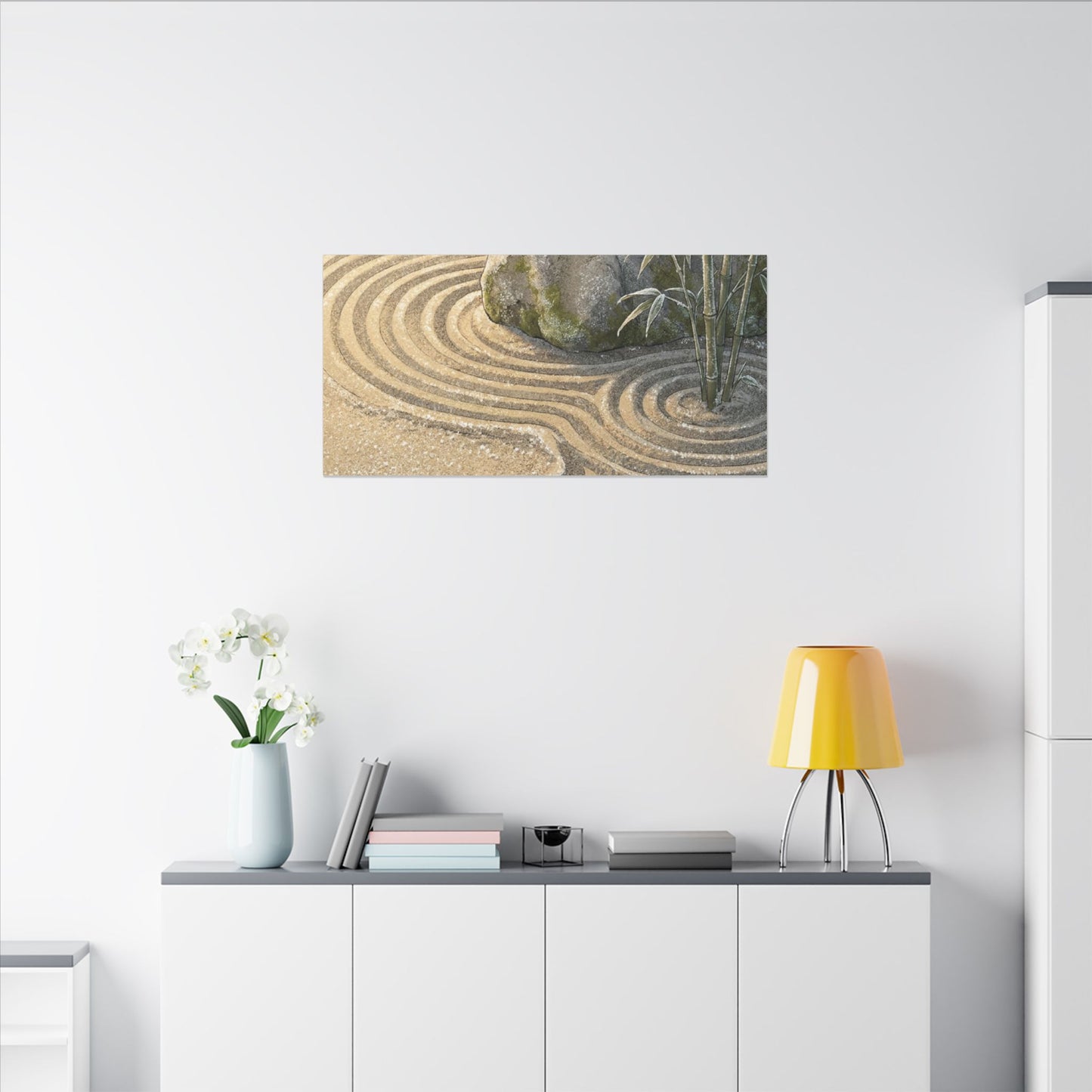 Rock Garden Winter Canvas Art | Zen Peaceful Design