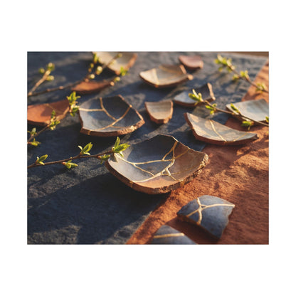 Spring Broken Pottery Gold Vein Canvas Art | Philosophical Decor