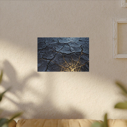 Moonlight Cracked Earth Canvas Art - Kintsugi Mono No Aware