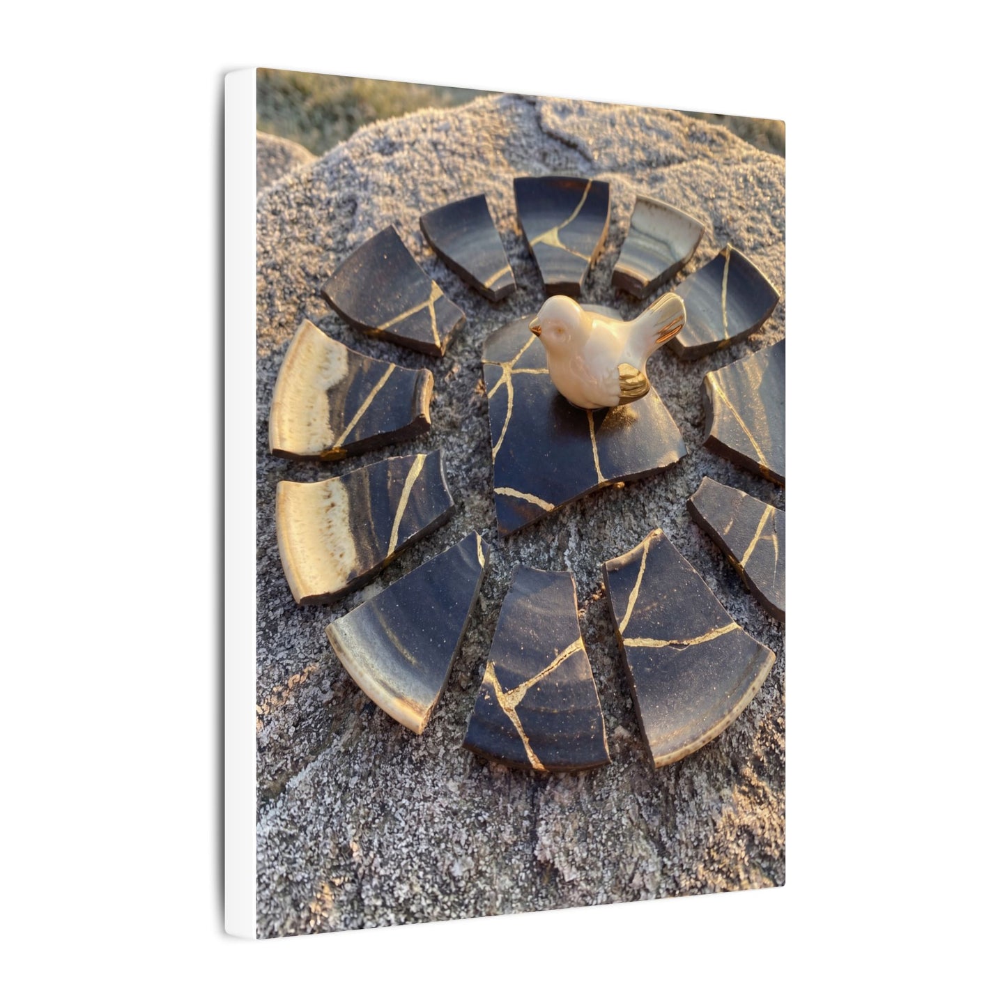 Golden Hour Broken Pottery Canvas Art - Kintsugi Datsuzoku