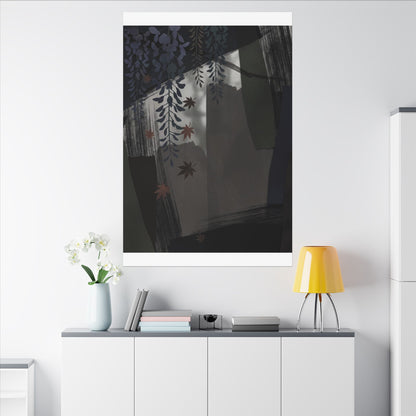 Wisteria Autumn Canvas Art | Dark Japandi Moody Design