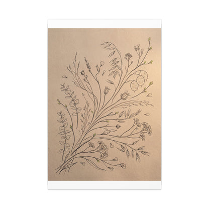 Dried Flowers Canvas Art | Spring Japandi Minimal Line Art