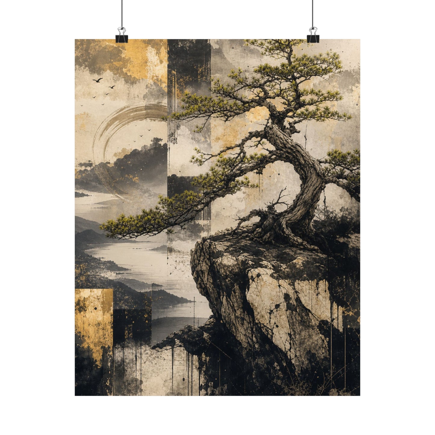 Pine Tree Japanese Pattern Wall Art Print | Cozy Japandi Art
