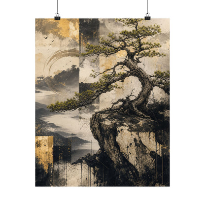 Pine Tree Japanese Pattern Wall Art Print | Cozy Japandi Art
