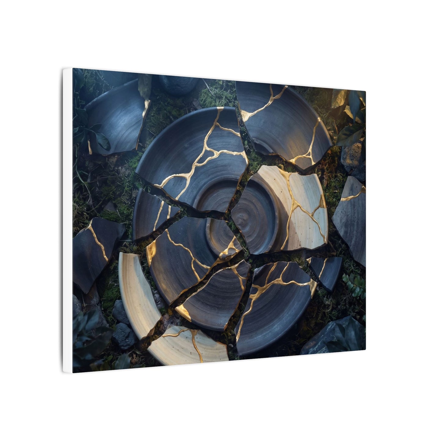 Resilient Broken Pottery Canvas Art - Gold Vein Kintsugi