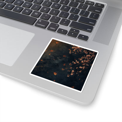 Golden Hour Cherry Blossom Sticker - Dark Japandi Kanso