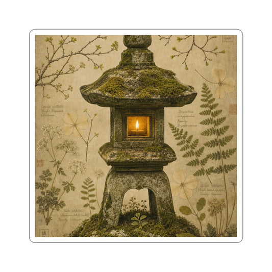 Stone Lantern Spring Sticker | Cottagecore Nostalgic Design