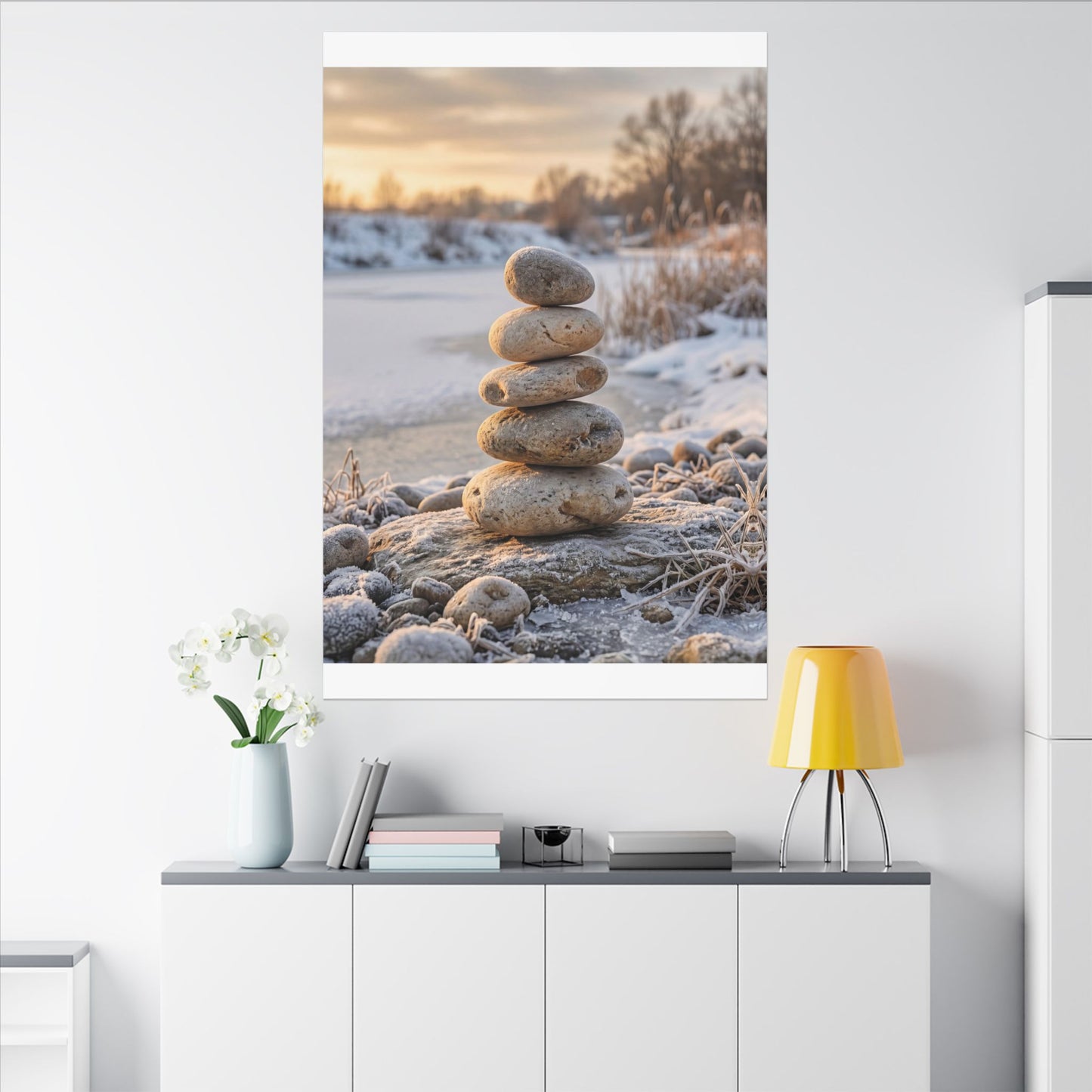 Ma River Stones Canvas Art - Japandi Japanese Pattern