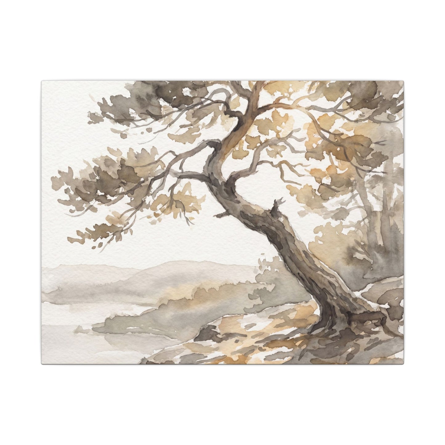 Pine Tree Watercolor Canvas Art | Elegant Japandi Art Art Print