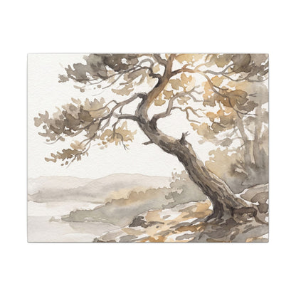 Pine Tree Watercolor Canvas Art | Elegant Japandi Art Art Print