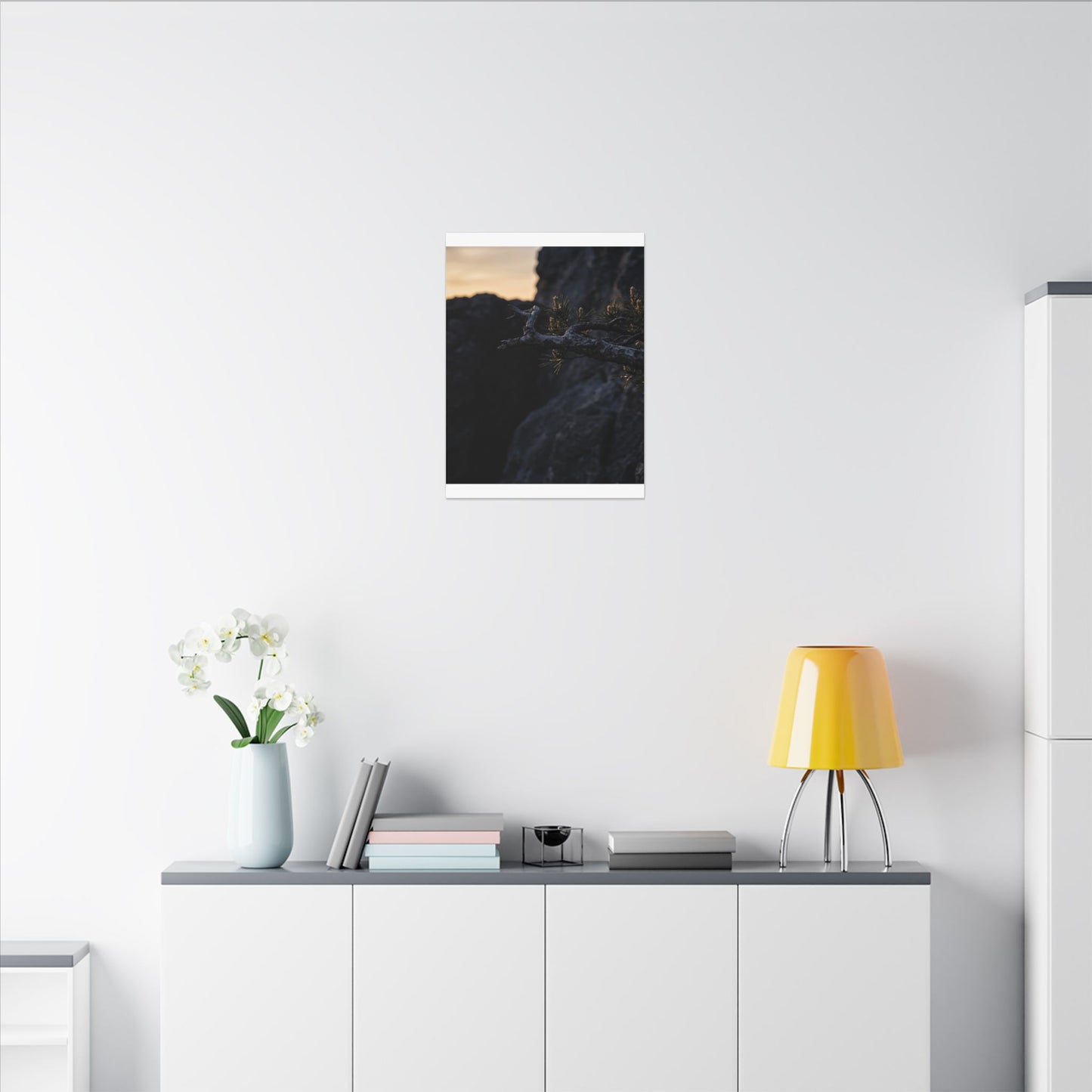 Pine Tree Moody Minimal Canvas Art | Sophisticated Dark Japandi Art