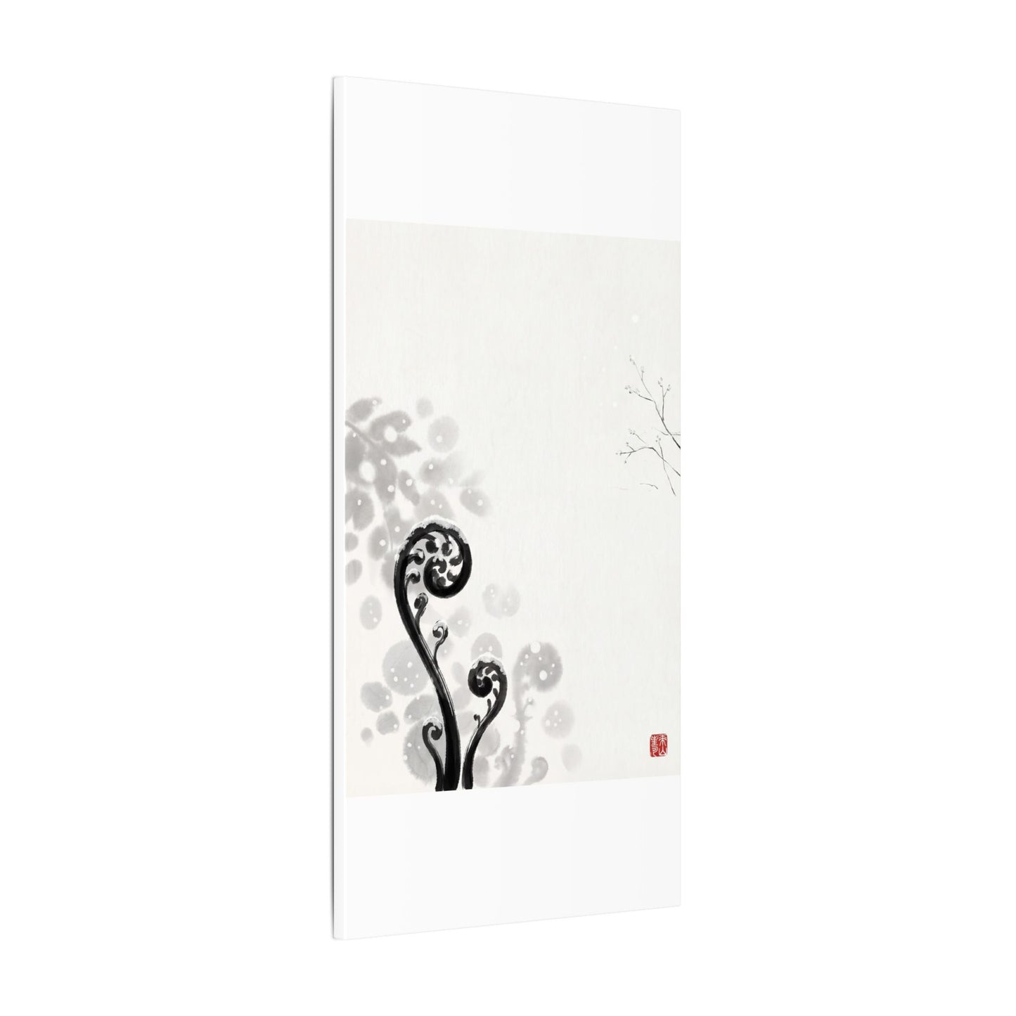 Winter Fern Unfurling Ukiyo E Inspired Canvas Art | Peaceful Decor