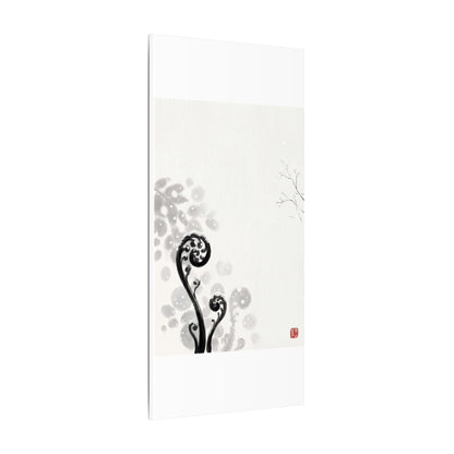 Winter Fern Unfurling Ukiyo E Inspired Canvas Art | Peaceful Decor