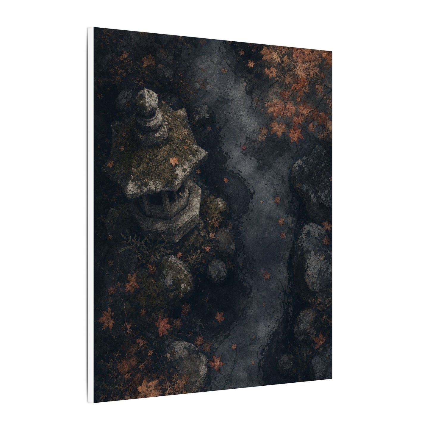 Stone Lantern Canvas Art | Autumn Japandi Texture Art