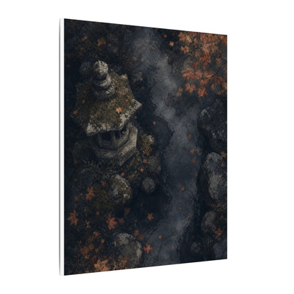 Stone Lantern Canvas Art | Autumn Japandi Texture Art