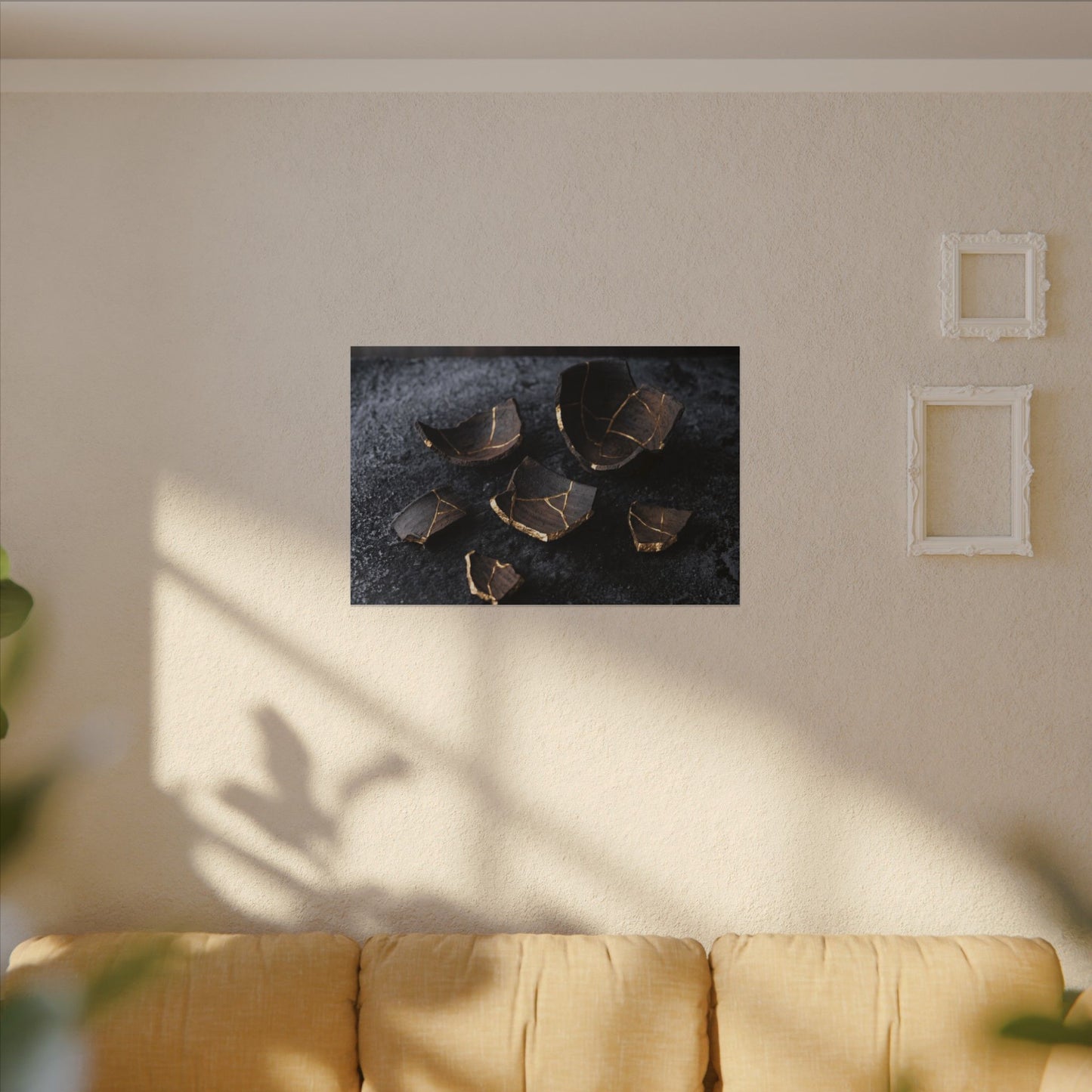 Winter Broken Pottery Shadow Zen Canvas Art | Bold Decor