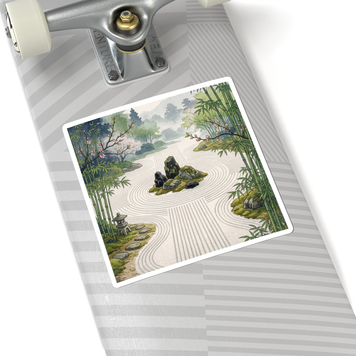 Spring Rock Garden Ukiyo E Inspired Sticker | Serene Decor Art Print