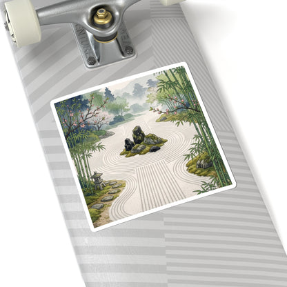 Spring Rock Garden Ukiyo E Inspired Sticker | Serene Decor Art Print