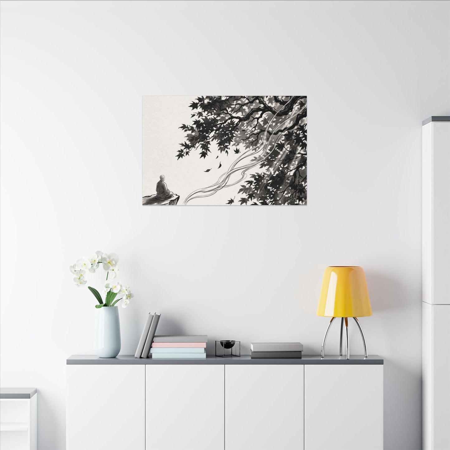 Serene Incense Smoke Canvas Art - Ukiyo E Inspired Zen