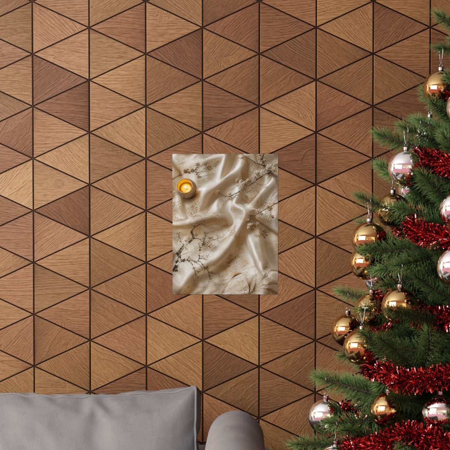 Warm Silk Drape Wall Art Print - Japanese Pattern Japandi