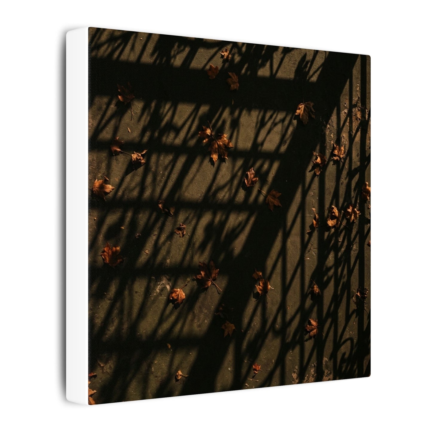 Dark Japandi Shadow Play in Golden Hour | Moody Minimal Canvas Art