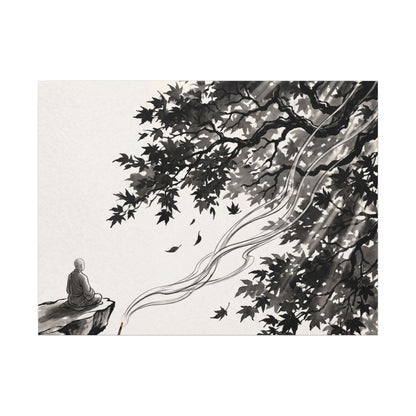 Serene Incense Smoke Canvas Art - Ukiyo E Inspired Zen Art Print