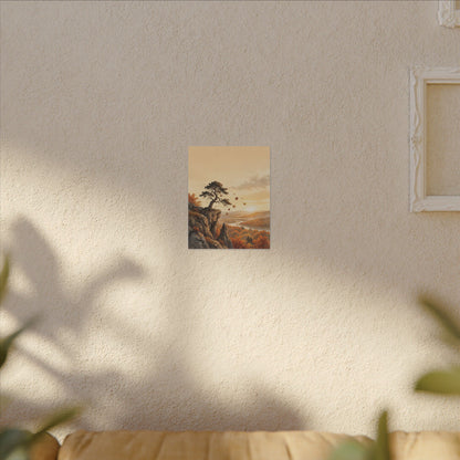 Pine Tree Autumn Canvas Art | Japandi Warm Design