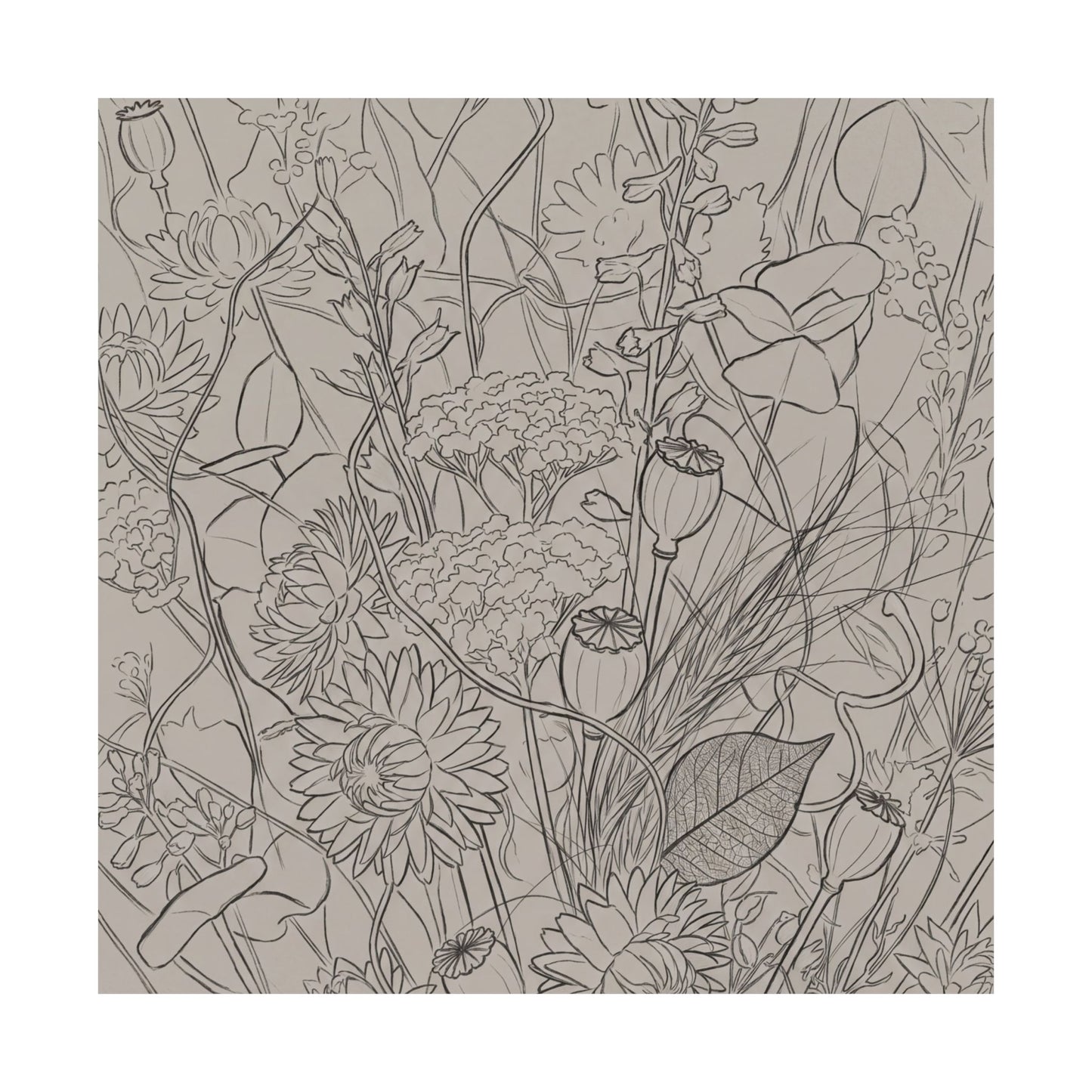 Summer Dried Flowers Minimal Line Wall Art Print | Cozy Decor